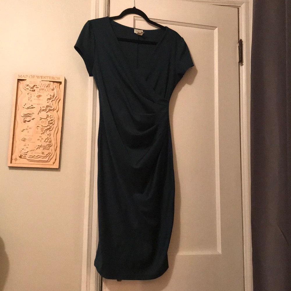 Dark green ruched dress